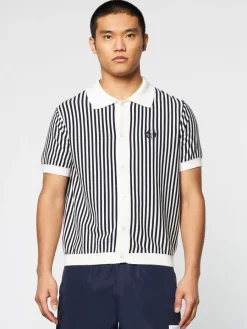 Sergio Tacchini Abramo Knit Polo- Pearled Ivory/ Maritime Blue New