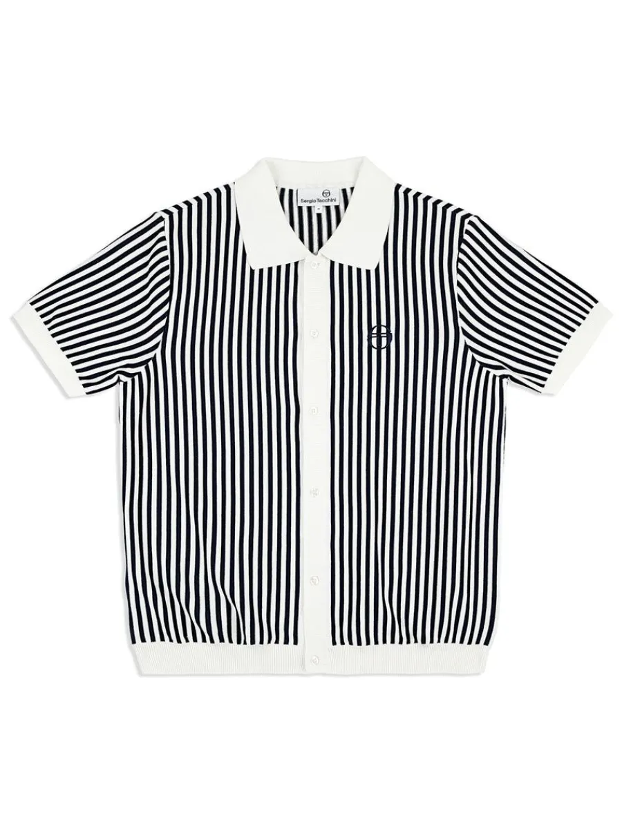 Sergio Tacchini Abramo Knit Polo- Pearled Ivory/ Maritime Blue Online