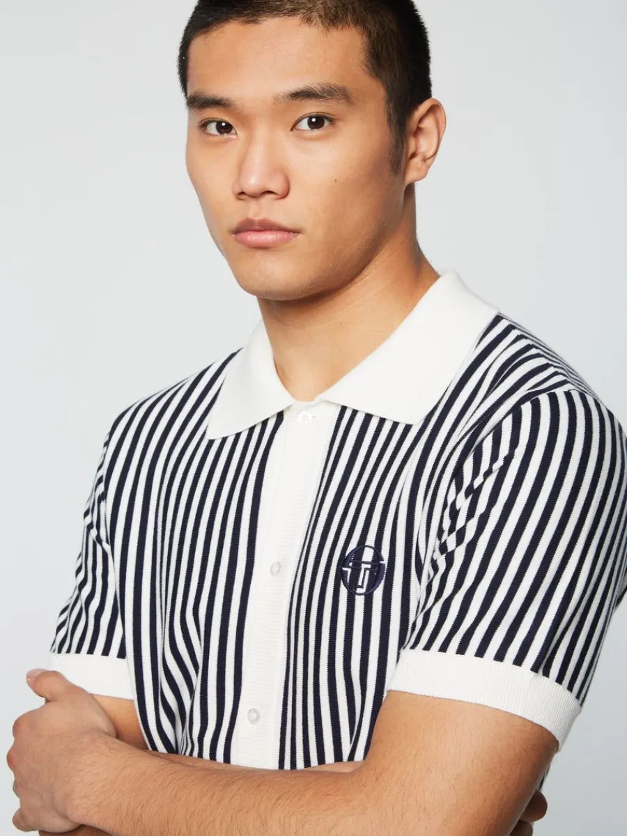 Sergio Tacchini Abramo Knit Polo- Pearled Ivory/ Maritime Blue Online