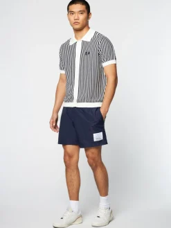 Sergio Tacchini Abramo Knit Polo- Pearled Ivory/ Maritime Blue Hot