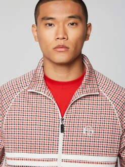 Sergio Tacchini Dallas Houndstooth Track Jacket- Poinciana Hot