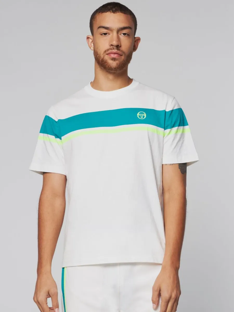 Sergio Tacchini Damarindo T-Shirt- Gardenia/ Blue Grass Clearance