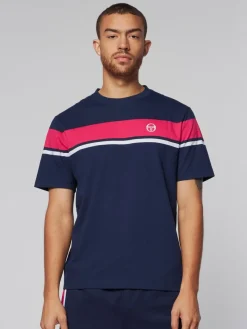 Sergio Tacchini Damarindo T-Shirt- Maritime Blue/ Rasberry Sale