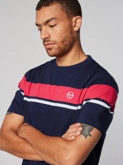 Sergio Tacchini Damarindo T-Shirt- Maritime Blue/ Rasberry Sale