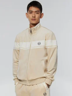 Sergio Tacchini Damarindo Velour Track Jacket- Cement/ Gardenia Hot