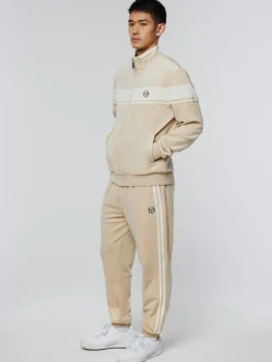 Sergio Tacchini Damarindo Velour Track Jacket- Cement/ Gardenia Hot
