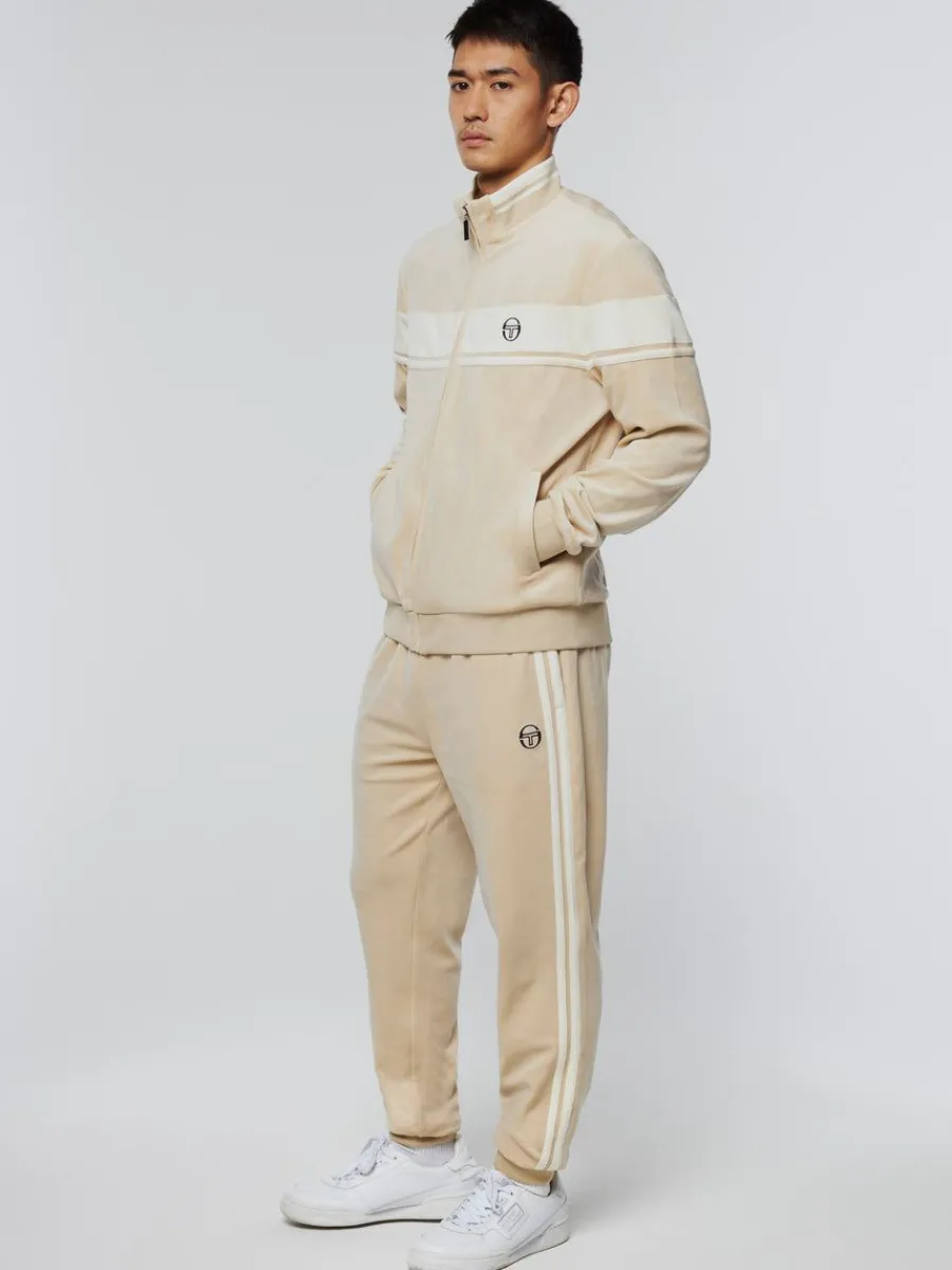 Sergio Tacchini Damarindo Velour Track Jacket- Cement/ Gardenia Hot