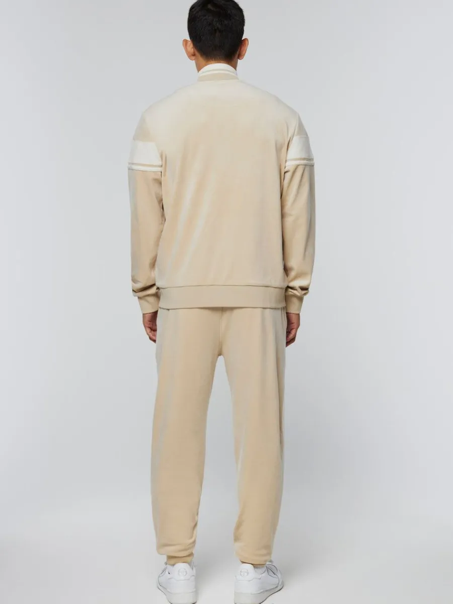 Sergio Tacchini Damarindo Velour Track Jacket- Cement/ Gardenia Hot