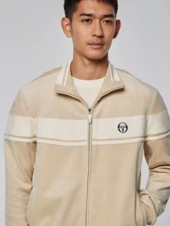 Sergio Tacchini Damarindo Velour Track Jacket- Cement/ Gardenia Hot
