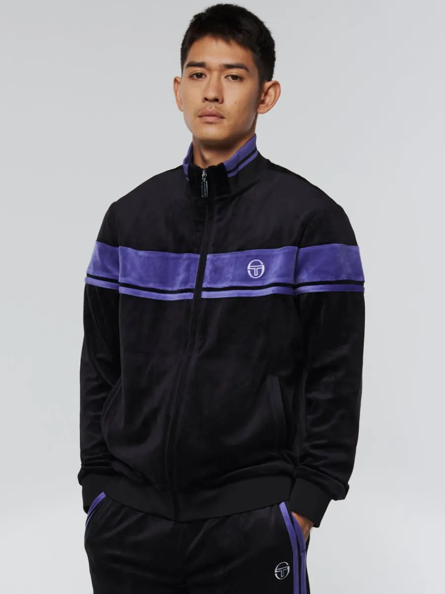 Sergio Tacchini Damarindo Velour Track Jacket- Black/ Liberty Discount