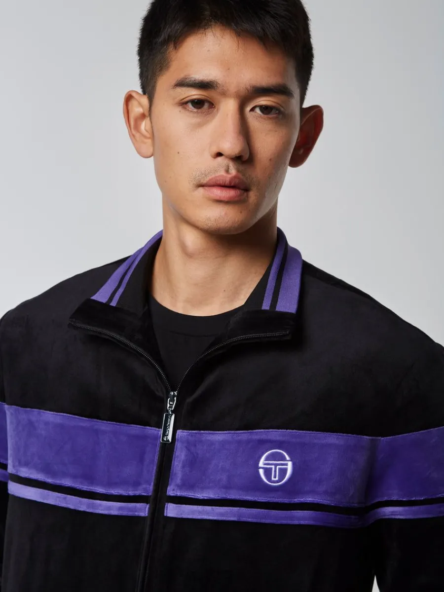 Sergio Tacchini Damarindo Velour Track Jacket- Black/ Liberty Discount