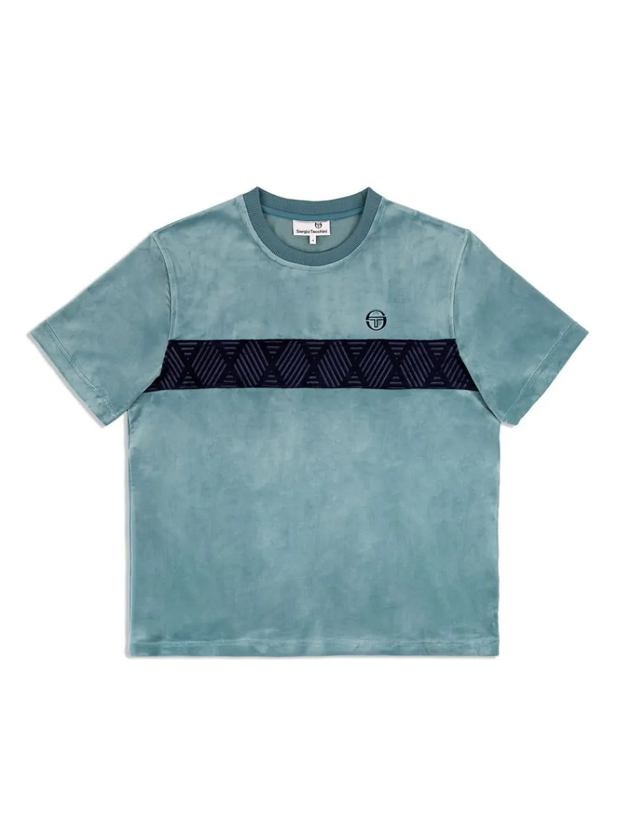 Sergio Tacchini Debossed Damarindo Velour T-Shirt- Larkspur Clearance