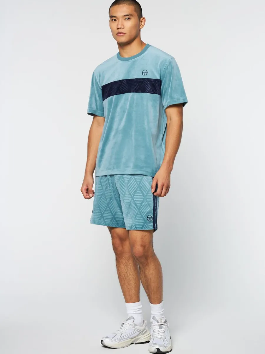 Sergio Tacchini Debossed Damarindo Velour T-Shirt- Larkspur Clearance