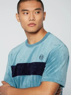 Sergio Tacchini Debossed Damarindo Velour T-Shirt- Larkspur Clearance