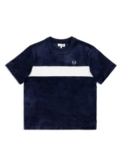 Sergio Tacchini Debossed Damarindo Velour T-Shirt- Maritime Blue Online