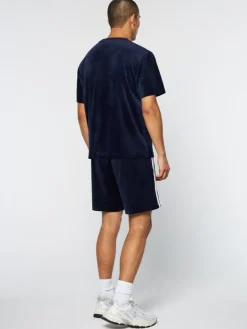 Sergio Tacchini Debossed Damarindo Velour T-Shirt- Maritime Blue Sale