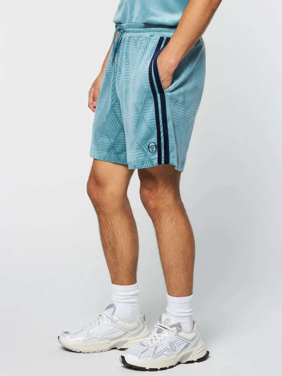 Sergio Tacchini Debossed Damarindo Velour Short- Larkspur Hot