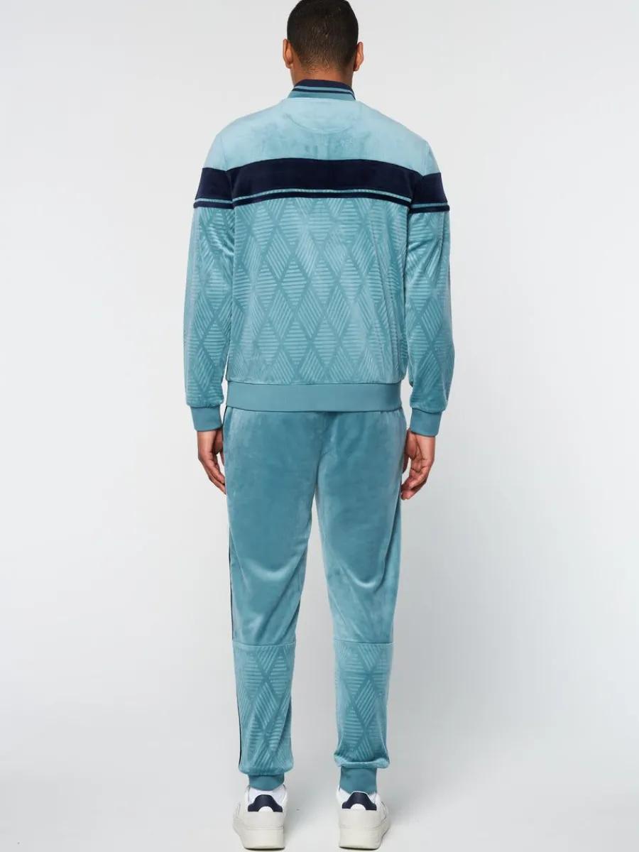 Sergio Tacchini Debossed Damarindo Velour Track Jacket- Larkspur Outlet