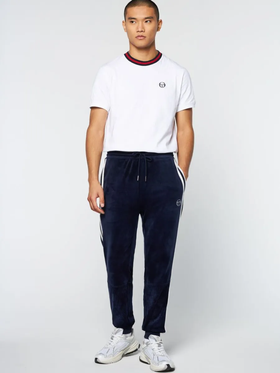 Sergio Tacchini Debossed Damarindo Velour Track Pant- Maritime Blue Outlet