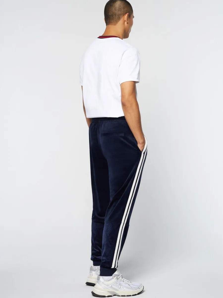 Sergio Tacchini Debossed Damarindo Velour Track Pant- Maritime Blue Outlet