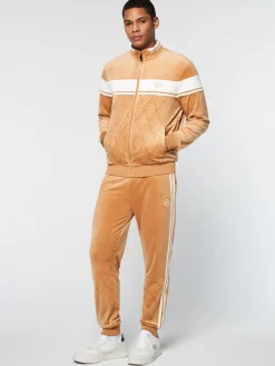Sergio Tacchini Debossed Damarindo Velour Track Jacket- Meerkat Hot