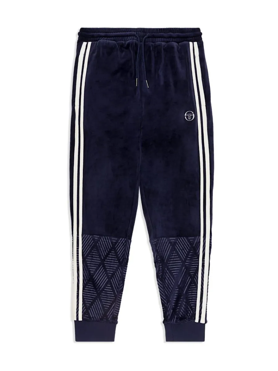 Sergio Tacchini Debossed Damarindo Velour Track Pant- Maritime Blue Sale