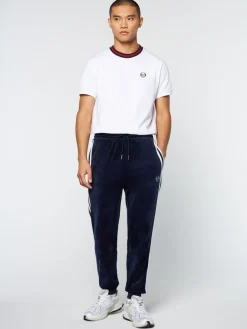 Sergio Tacchini Debossed Damarindo Velour Track Pant- Maritime Blue Sale