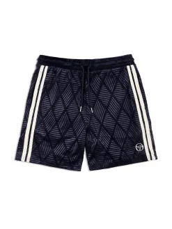 Sergio Tacchini Debossed Damarindo Velour Short- Maritime Blue New