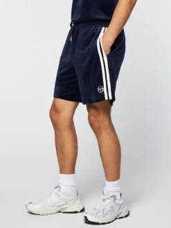 Sergio Tacchini Debossed Damarindo Velour Short- Maritime Blue New