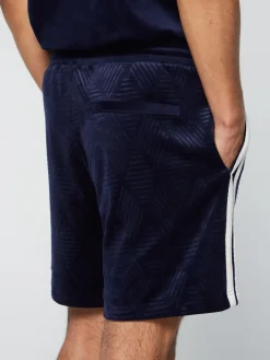 Sergio Tacchini Debossed Damarindo Velour Short- Maritime Blue New