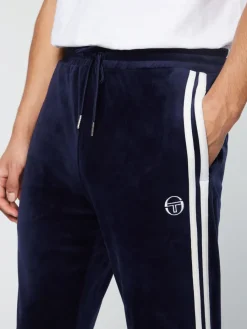 Sergio Tacchini Debossed Damarindo Velour Track Pant- Maritime Blue Clearance