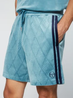 Sergio Tacchini Debossed Damarindo Velour Short- Larkspur Sale