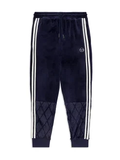 Sergio Tacchini Debossed Damarindo Velour Track Pant- Maritime Blue Hot