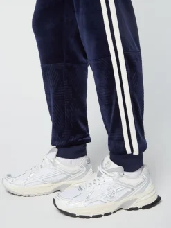 Sergio Tacchini Debossed Damarindo Velour Track Pant- Maritime Blue Hot