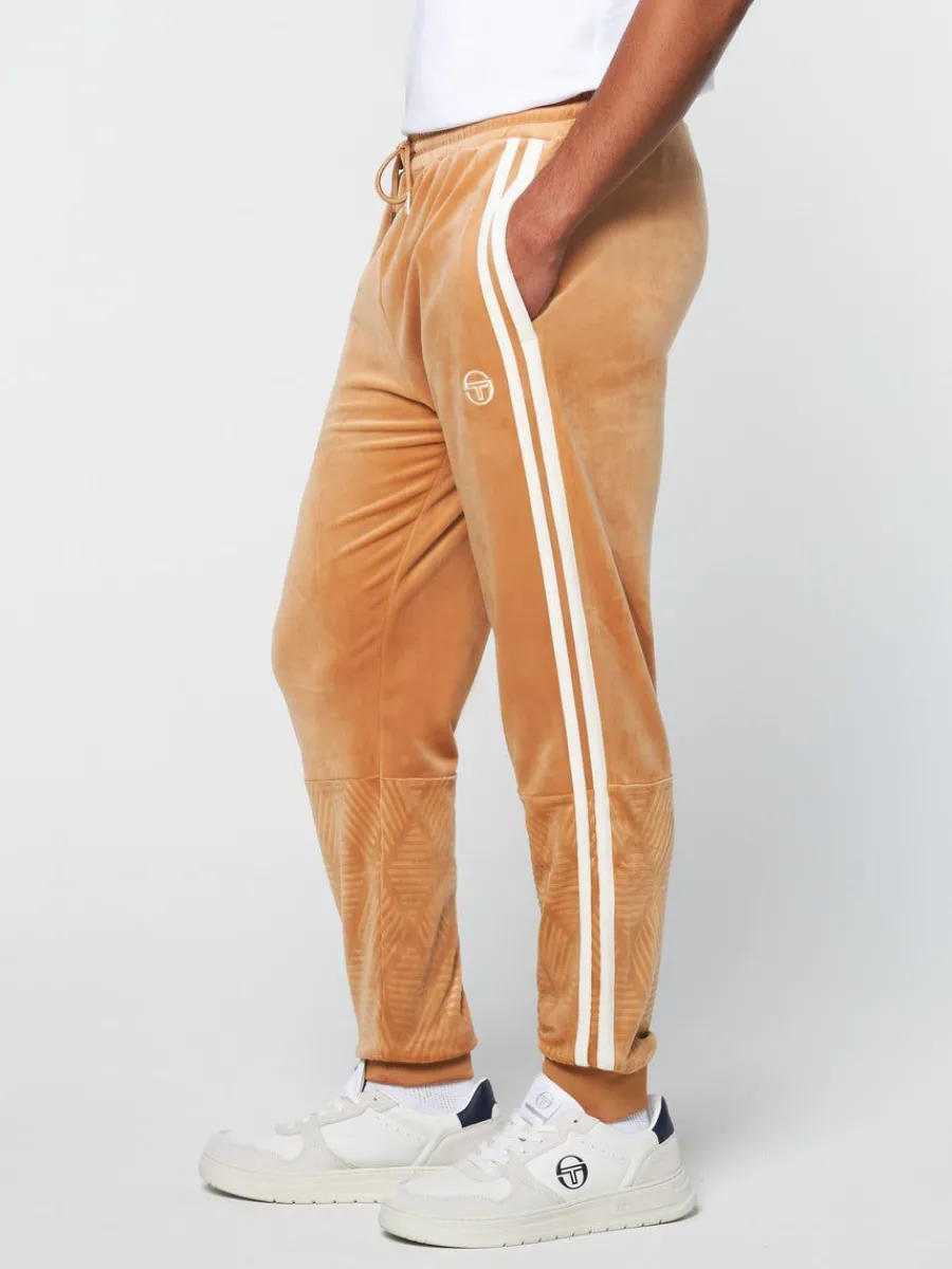 Sergio Tacchini Debossed Damarindo Velour Track Pant- Meerkat Hot