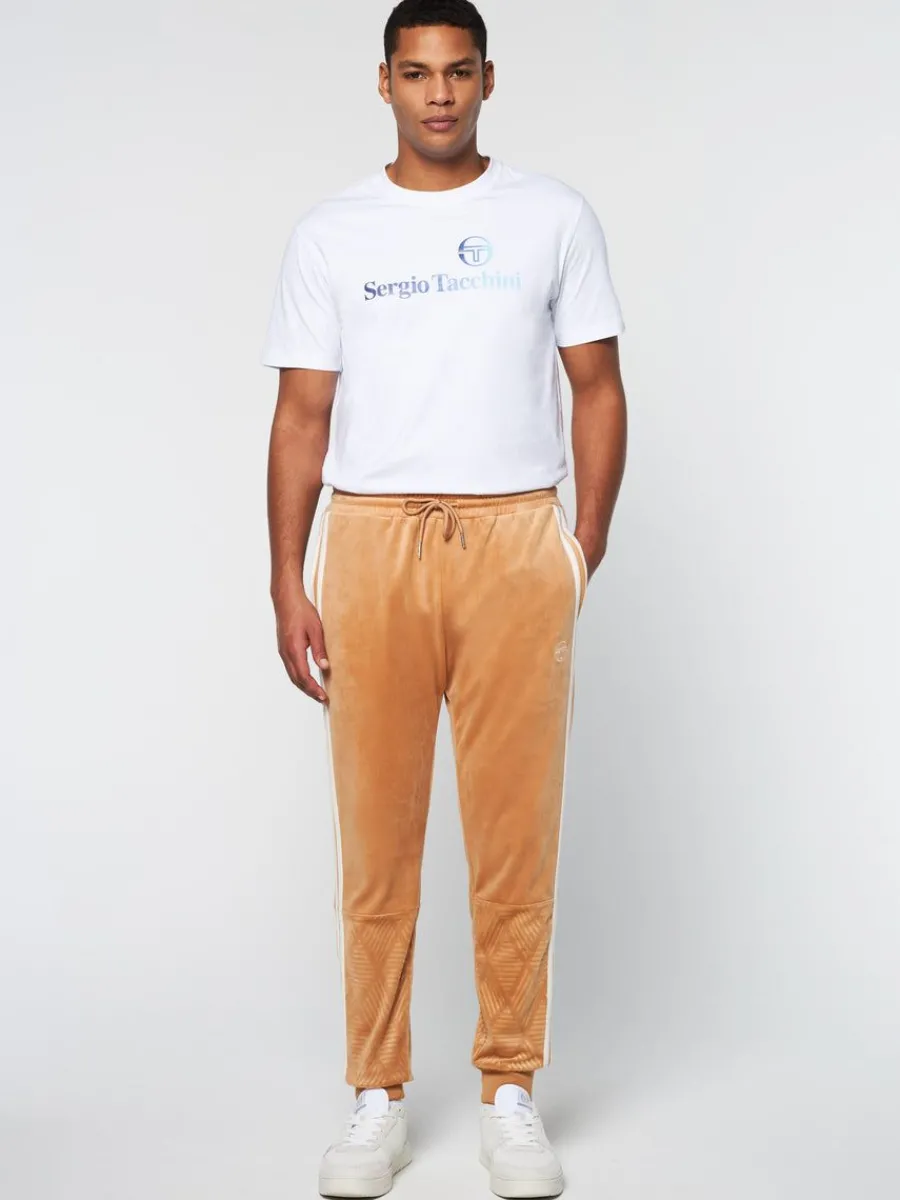 Sergio Tacchini Debossed Damarindo Velour Track Pant- Meerkat Hot