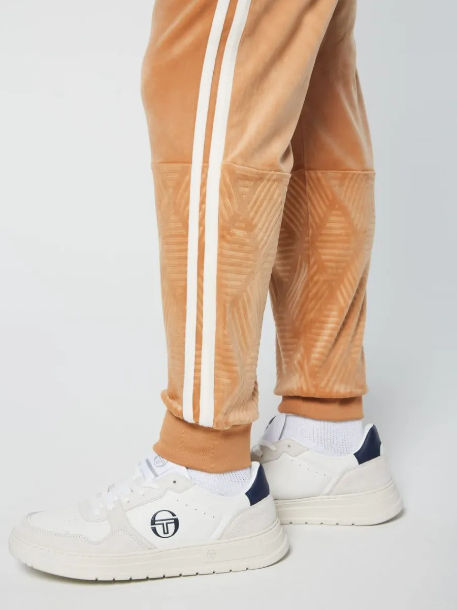 Sergio Tacchini Debossed Damarindo Velour Track Pant- Meerkat Hot