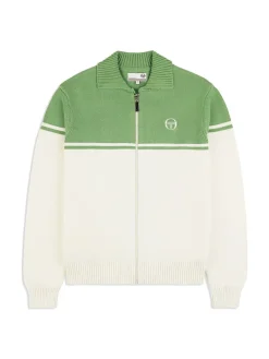 Sergio Tacchini Donato Knit Track Jacket- Gardenia/ Jade Green Outlet