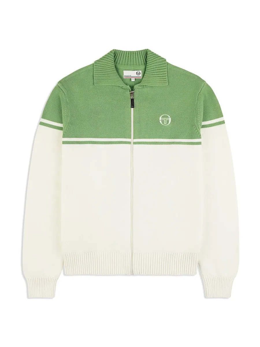 Sergio Tacchini Donato Knit Track Jacket- Gardenia/ Jade Green Outlet