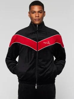 Sergio Tacchini Gallone Velour Track Jacket- Black Beauty New