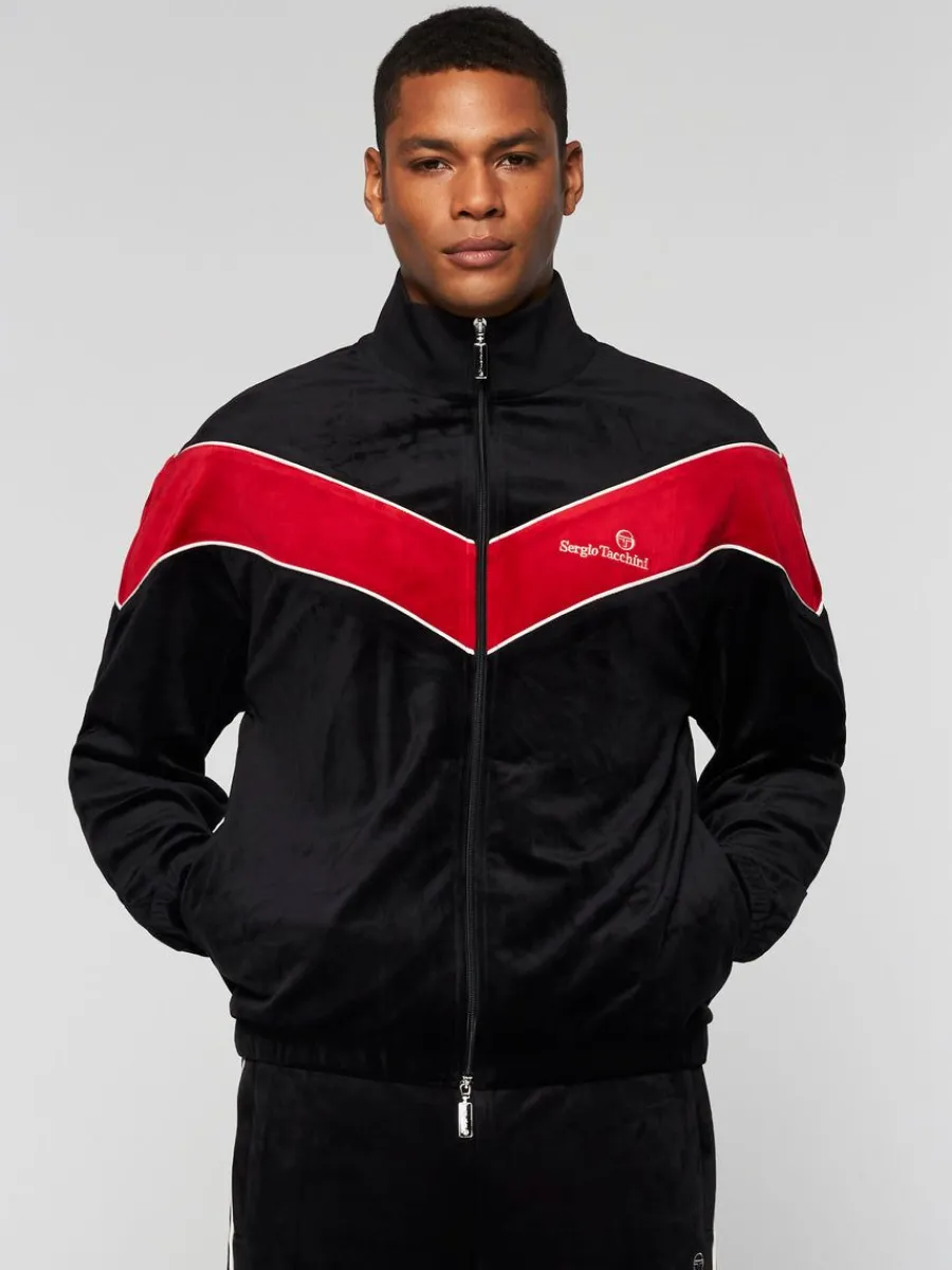 Sergio Tacchini Gallone Velour Track Jacket- Black Beauty New