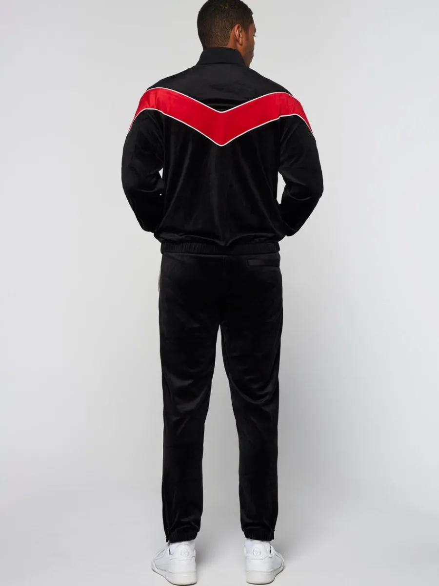 Sergio Tacchini Gallone Velour Track Jacket- Black Beauty New