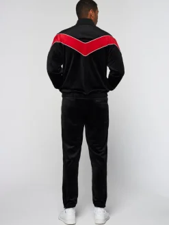 Sergio Tacchini Gallone Velour Track Jacket- Black Beauty Outlet