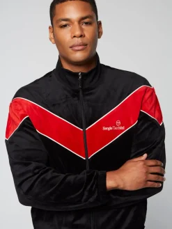 Sergio Tacchini Gallone Velour Track Jacket- Black Beauty Sale