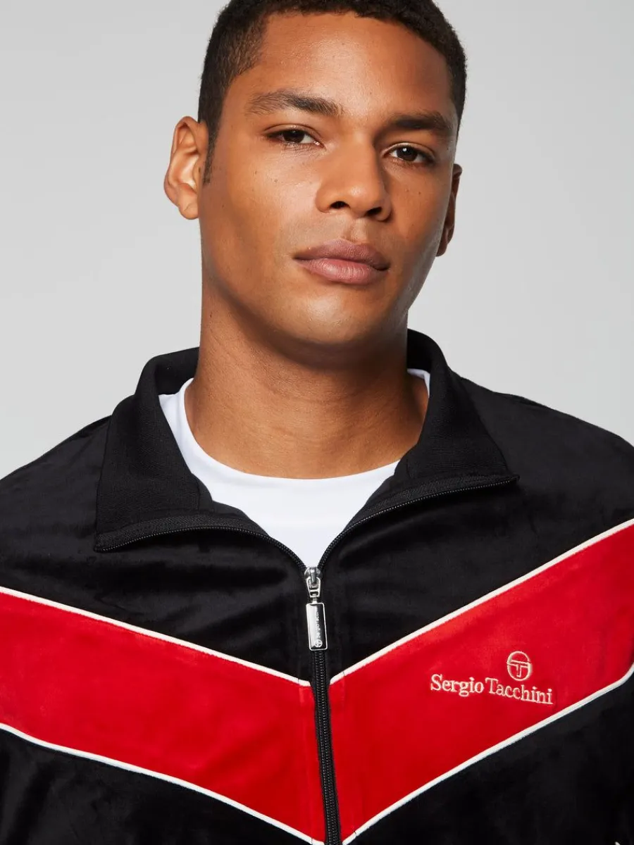 Sergio Tacchini Gallone Velour Track Jacket- Black Beauty Sale