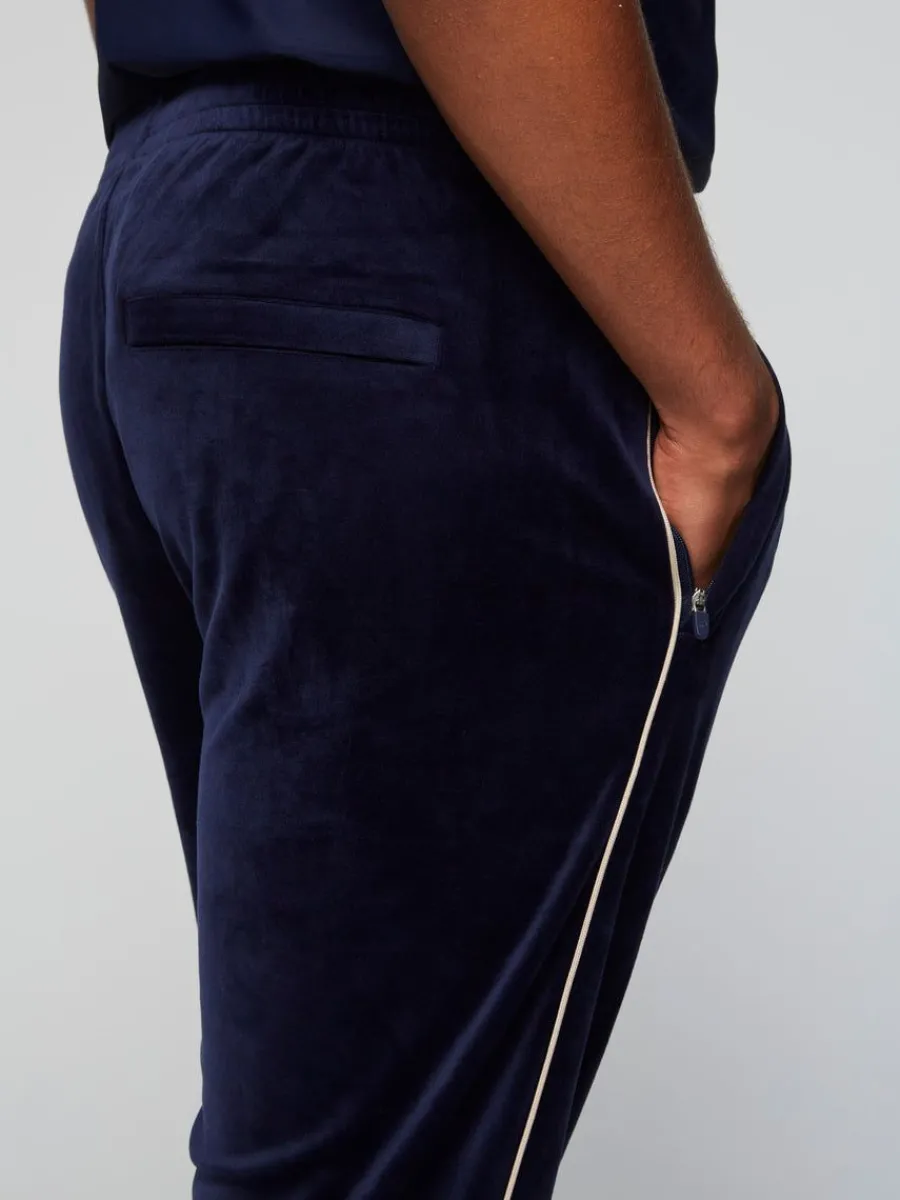 Sergio Tacchini Gallone Velour Track Pant- Maritime Blue Clearance