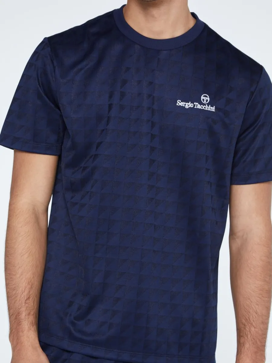 Sergio Tacchini Geo T-Shirt-Maritime Blue Clearance