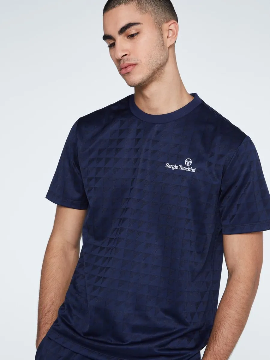 Sergio Tacchini Geo T-Shirt-Maritime Blue Clearance