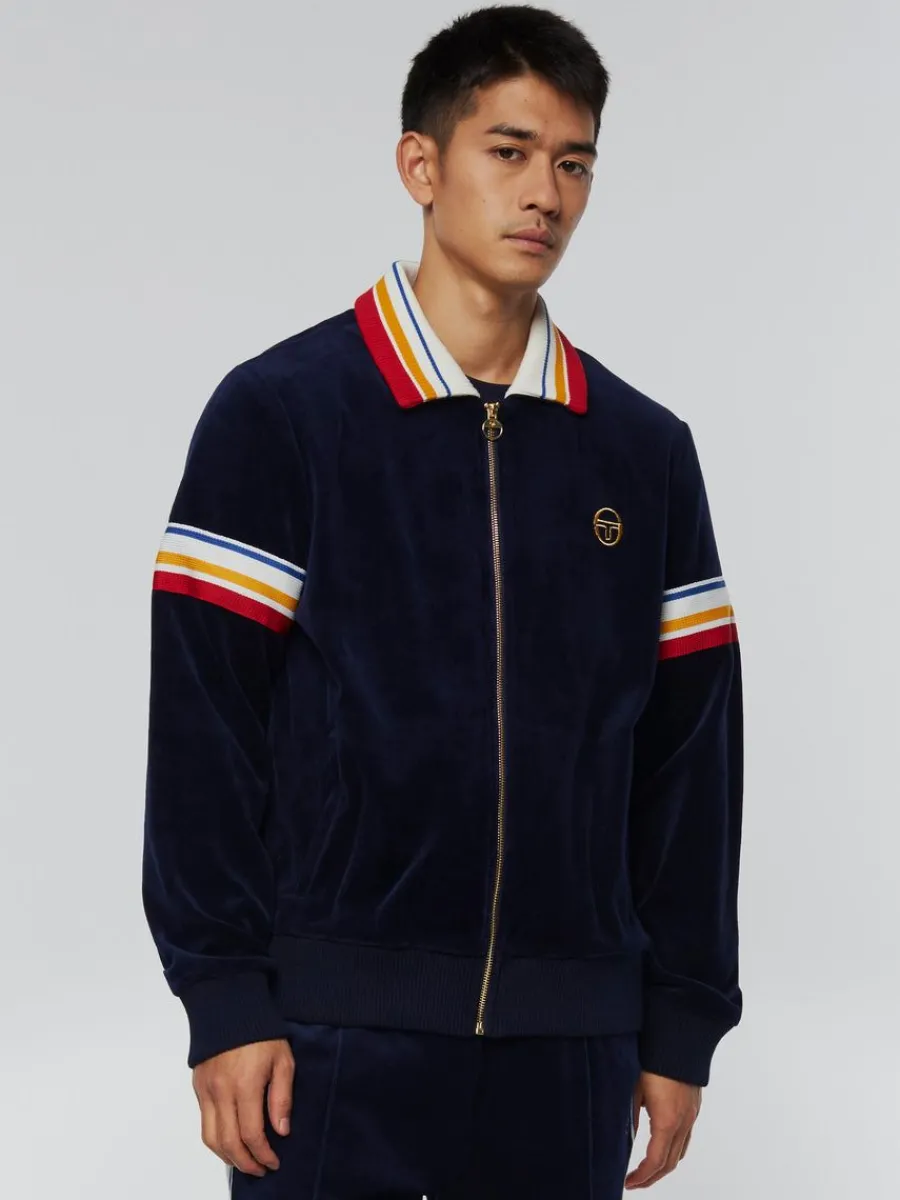 Sergio Tacchini Goran Velour Track Jacket Archivio- Maritime Blue New