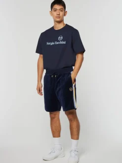 Sergio Tacchini Goran Velour Track Short Archivio- Maritime Blue Hot